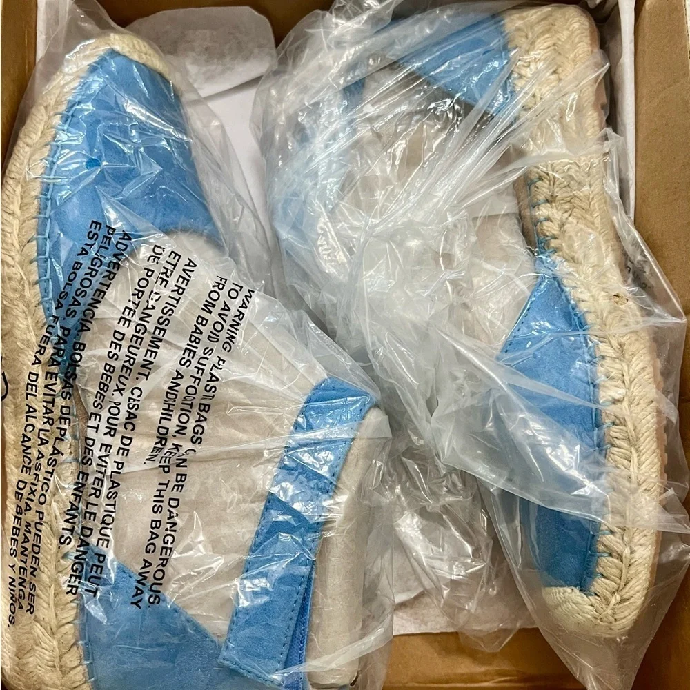 NWT Soul Naturalizer Wren Linen Blue Fabric Espadrilles Sandals - Blue size 9.5